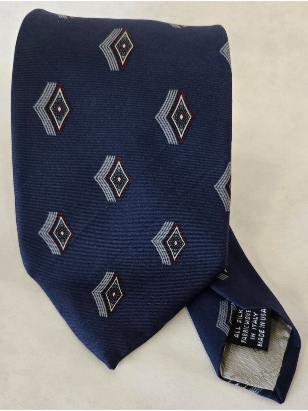 Christian Dior Monsieur 100% Silk Blue Geometric Design Tie Office Wear Suiting